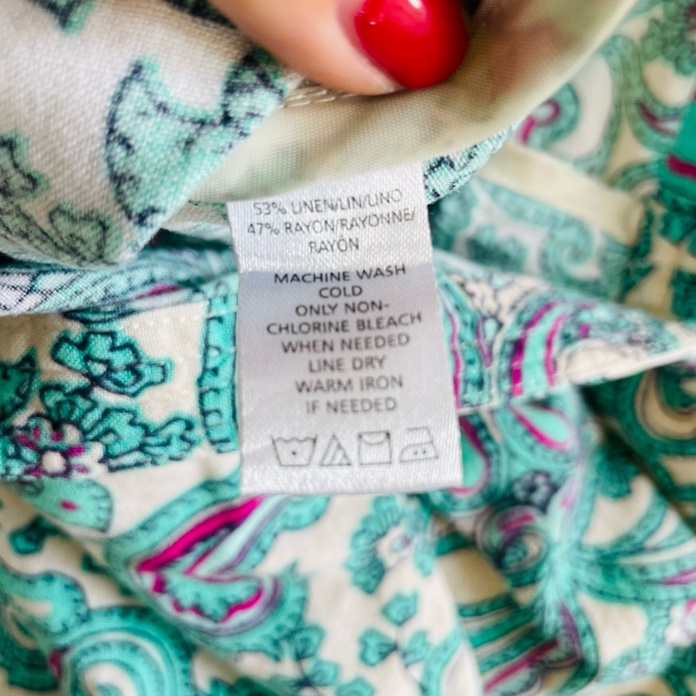 LOFT Ann Taylor 4 Blue Pastel Paisley Linen Mini Skirt - Picture 6 of 9